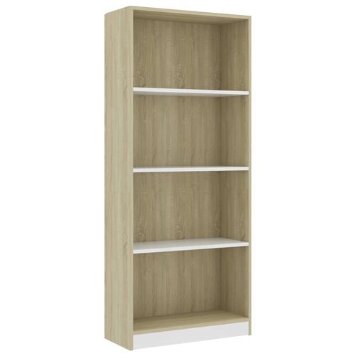 vidaXL Bibliothèque à 4 niveaux Blanc et chêne 60x24x142 cm Aggloméré