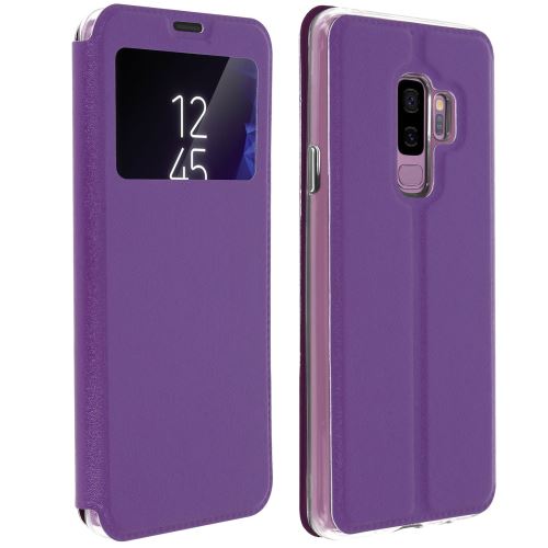 Housse galaxy s9 plus etui fenêtre clapet fente-carte coque silicone gel violet