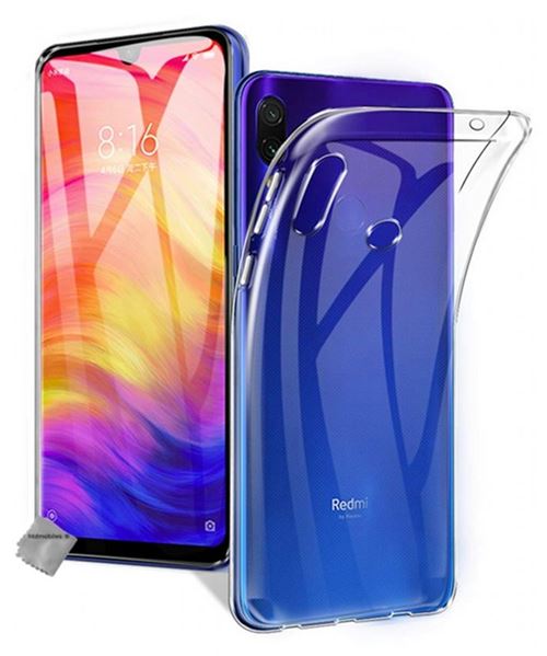 Housse etui coque silicone gel Xiaomi Redmi Note 7 + verre trempe TRANSPARENT TPU - htdmobiles