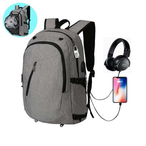 Sac à dos / sac à dos anti-vol gris 13 litres avec compartiment anti-skimming  USB et