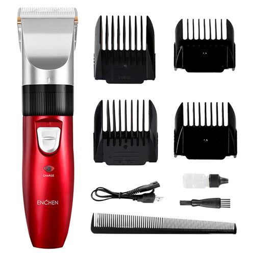 Tondeuse à cheveux ENCHEN EC-712 à 4 limite peignses ,USB rechargeable sans fil,- 45*170mm- Rouge