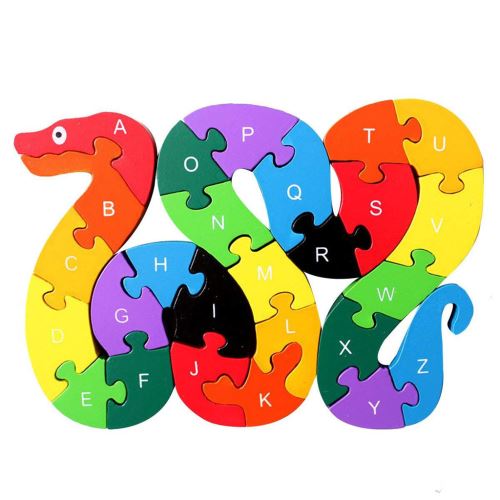 1 Kids Set Jigsaw Puzzle en Bois Alphabet 26Pcs Numéro Bloc Préscolaire Serpent Jouets Jmpl137