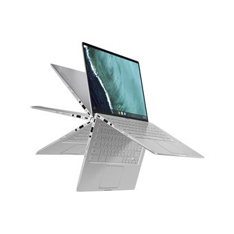 ASUS Chromebook Flip C434TA AI0030 - Conception inclinable - Intel Core i5 - 8200Y / jusqu'à 3.9 GHz - Chrome OS - UHD Graphics 615 - 8 Go RAM - 32 Go eMMC - 14&quot; IPS écran tactile 1920 x 1080 (Full HD) - Wi-Fi 5 - paillette d'argent - 1