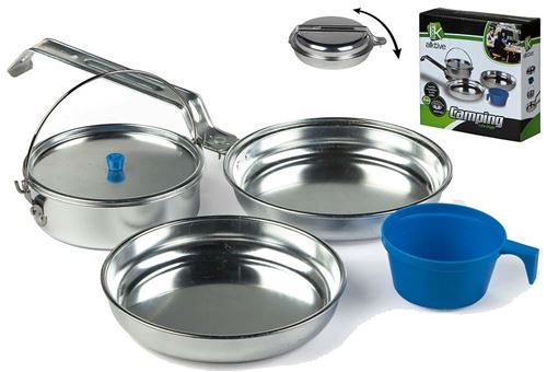 Set Camping: Poêle + boîte à lunch + plat + tasse
