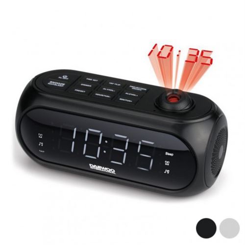 Radio réveil avec projecteur LCD Daewoo DCP-490 180º FM - Noir
