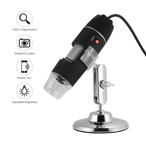 Microscope numérique 5 pouces avec télécommande, grossissement 1000x,  support en métal, microscope USB FHD 1080 avec Wifi, compatible avec  Windows