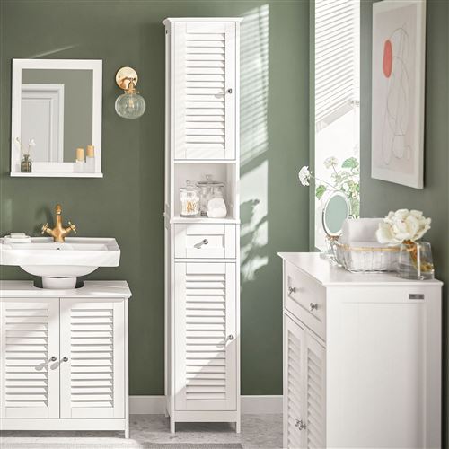 SoBuy® FRG236-W Meuble Colonne de Salle de Bain Armoire haute Meuble rangement