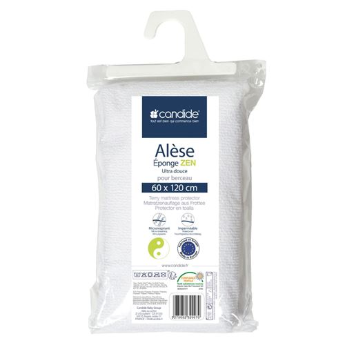 Candide alèse éponge viscose de bambou 60 x 120 cm blanc