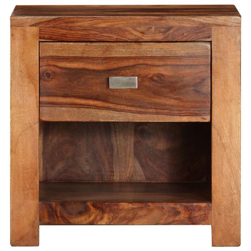 vidaXL Table de chevet lit en bois sheesham solide avec 1 tiroir