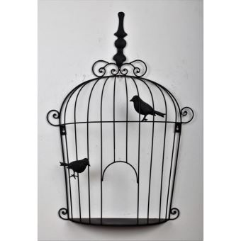Décoration Murale Cage A Oiseaux Noire L 54 X P 104 X H