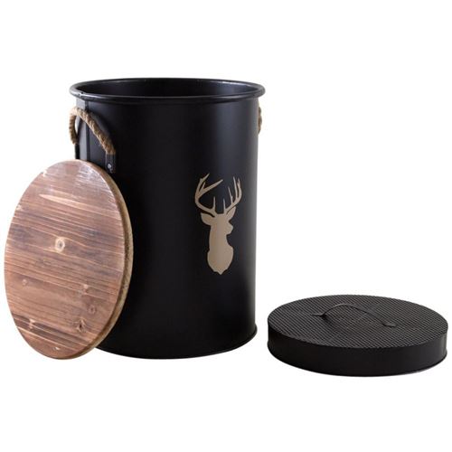 Aubry Gaspard Tabouret Et Seau A Pellets Metal Laque Cerf