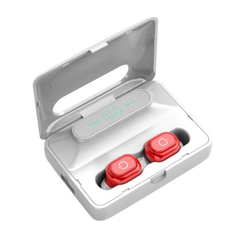 Ecouteurs 2020 le plus récent affichage numérique 9D HI-FI trois LED 5.0 Bluetooth, Sans Fil - rouge