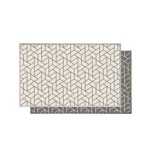 Paris Prix - Tapis Déco Réversible harvey 120x170cm Blanc & Gris