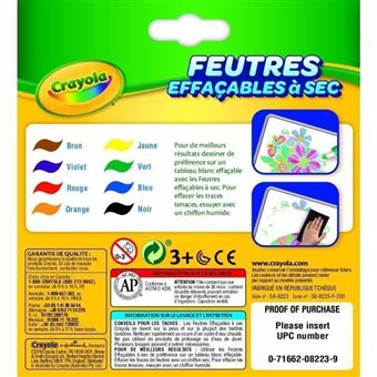 Crayola - Pochette de 8 feutres à colorier effaçables