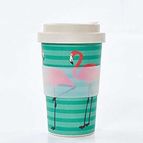 Tasse à café en bambou réutilisable - Flamingo vert