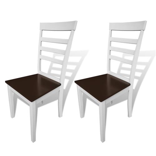vidaXL Eetkamerstoelen 2 st massief hout en MDF wit en bruin