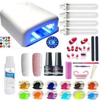 Kit Manucure 2 Vernis Semi Permanent Lampe Blanc Manucure
