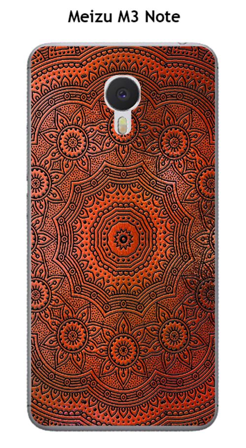 Coque TPU gel souple Meizu M3 Note design Mandala rosace Orange & Noir