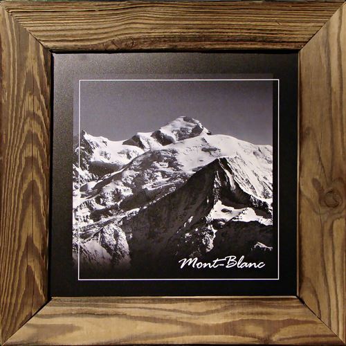 Tableau Deco Chalet en Vieux Bois-Mont Blanc-50x50 cm