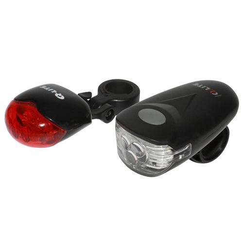 Eclairage velo a pile kit sur cintre-tige de selle p2r q-lite a leds bee avant + arriere livre avec 5 piles aaa Noir