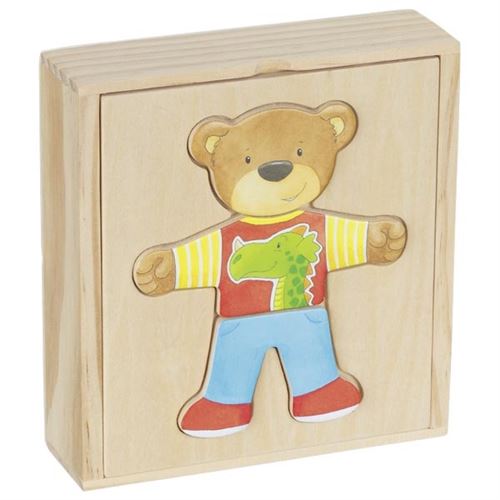 Goki puzzle à mouler Petit ours 13 x 14 x 4 cm bois 18 pièces
