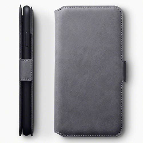 TERRAPIN Coque iPhone XS Max iPhone XS Max Étui en Cuir Naturel - Ajustement Ultra Mince- Support de visualisation- Fentes pour Cartes de crédit - Gris