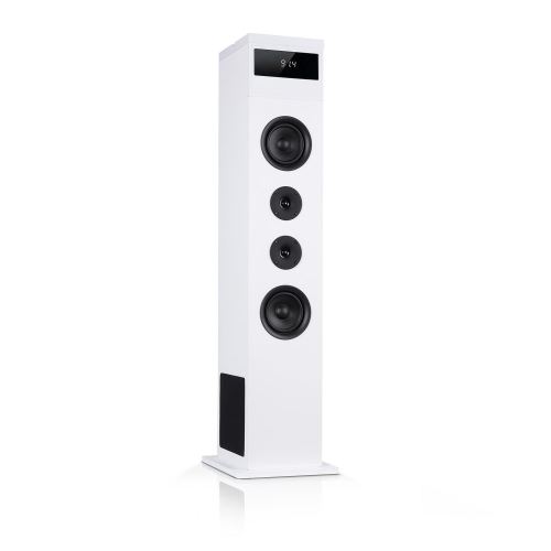 Auna Karaboom 100 2.1 Enceinte Colonne Karaoké Bluetooth - Radio Fm , Usb Mp3 - 120w - Blanc