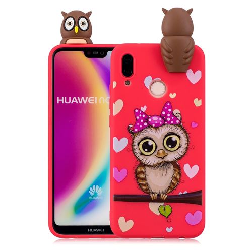Coque en TPU jolie poupée 3d chouette femelle pour Huawei P20 Lite