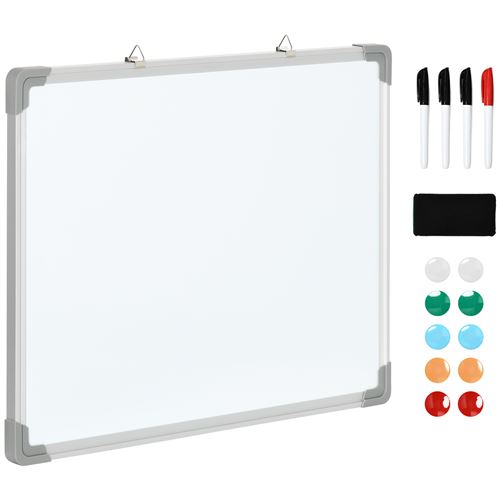 Tableau blanc aimante magnetique cadre aluminium 60x45cm