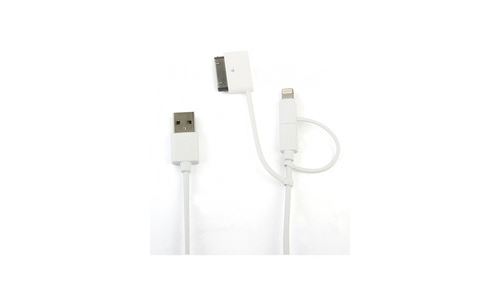 Muvit White Round Cable Microusb 30 Pin Lightning Adaptor 1m 2.4a