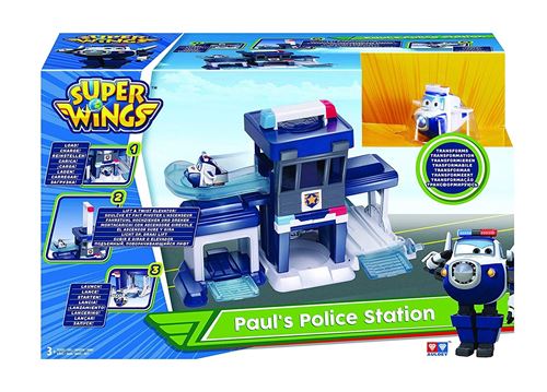 Super Wings Playset paul's Police Station + 1 Figurine pop-transform