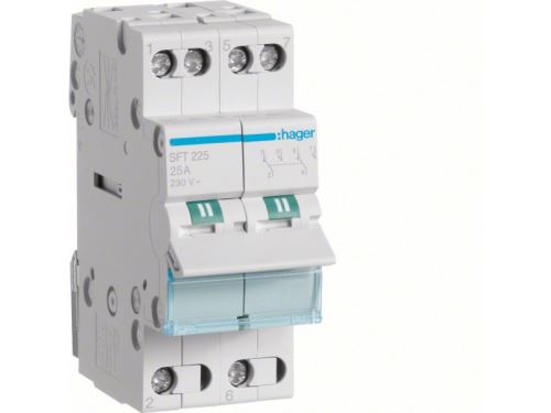 Hager Inverseur Modulaire 2 Pôles 25A, Point Commun Amont, I-0-Ii (Sft225) - Image 6
