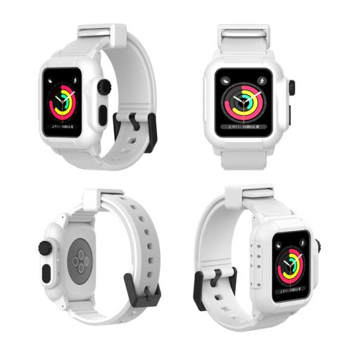 Bracelet en silicone WISETONY remplacement pour Apple Watch Series 2/3 42mm - Blanc