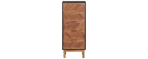 Buffet bois d'acacia solide et MDF 45x32x115 cm noir et marron foncé