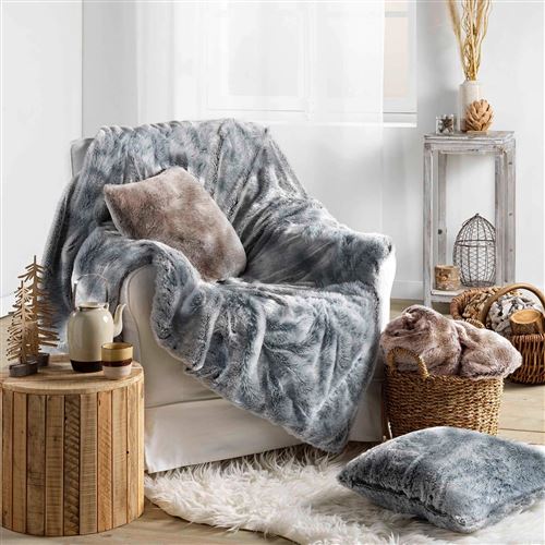 Douceur d'Intérieur Plaid imitation fourrure antartic 180x220cm Gris - vue 3