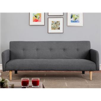 Canapé 3 Places Convertible En Lin Maurice Gris Anthracite