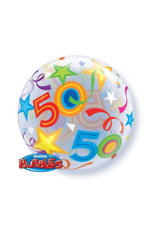Ballon Bubble étoiles 50 56 Cm 22 Qualatex© - Multicolores - Diamètre: 22 / 56 cm