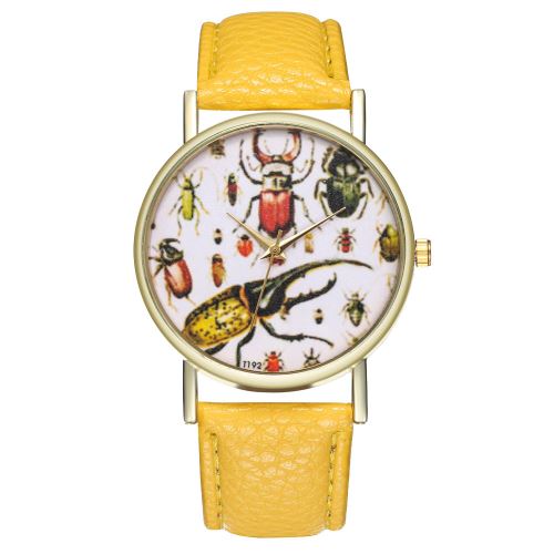 collection de coléoptères authentique impression montre insecte montre dames montre pour hommes T192-Ajaune