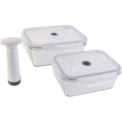 Cook Concept - Set de 2 boîtes de conservation en verre avec pome vide air