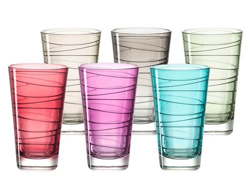 Verre à eau avec motif spirale multicolore grand - Lot de 6 VARIO