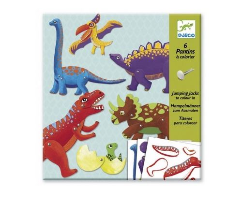 6 Pantins à colorier Dinosaures Djeco