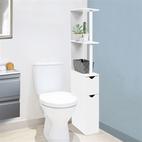 SoBuy BZR02-W Meuble de Rangement Salle de Bain Armoire WC pour Papier  Toilette