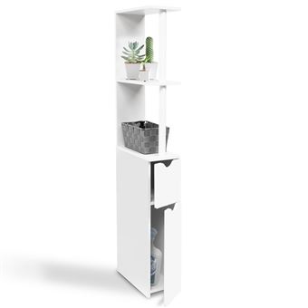 Meuble Wc Etagere Willy Bois Gain De Place Pour Toilette 2 Portes Blanches Accessoires Salles De Bain Et Wc Achat Prix Fnac