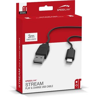 Stream Play & Charge Câble Usb Pour Nintendo Switch Noir