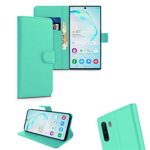 Etui de protection Portefeuille pour Samsung Galaxy NOTE 10 -Vert aqua