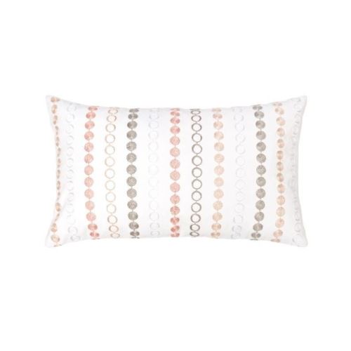 Coussin Stello - Coton brodé viscose - 30 x 50 cm - Orange saumon