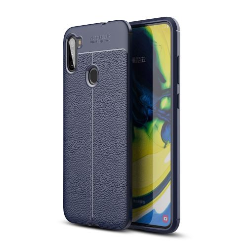 Coque en TPU litchi bleu foncé pour votre Samsung Galaxy A11