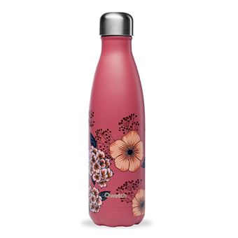 Bouteille isotherme anémones 500 ml - Qwetch - Rose - Inox