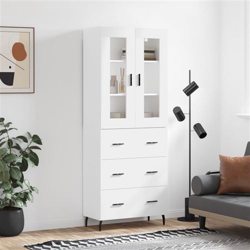Non Communiqué Blanc Vidaxl Buffet Haut, Armoire De Rangement Avec Pieds, Meuble De Rangement, Organisateur Salon Salle De Séjour, Moderne, Bois D'ingénierie