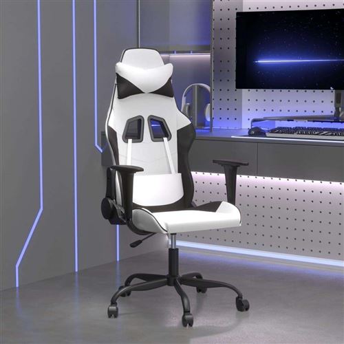 Vidaxl chaise de jeu blanc et noir similicuir 